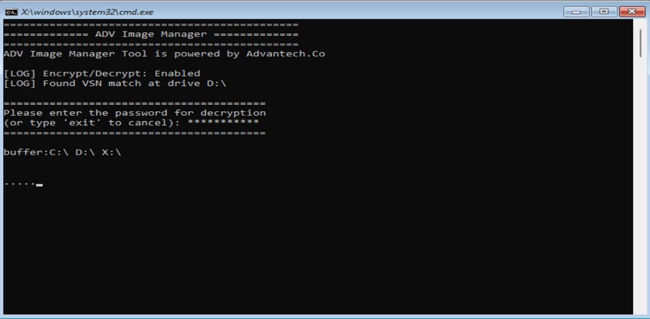 Windows ADV Image Manager - encrypted recovery password