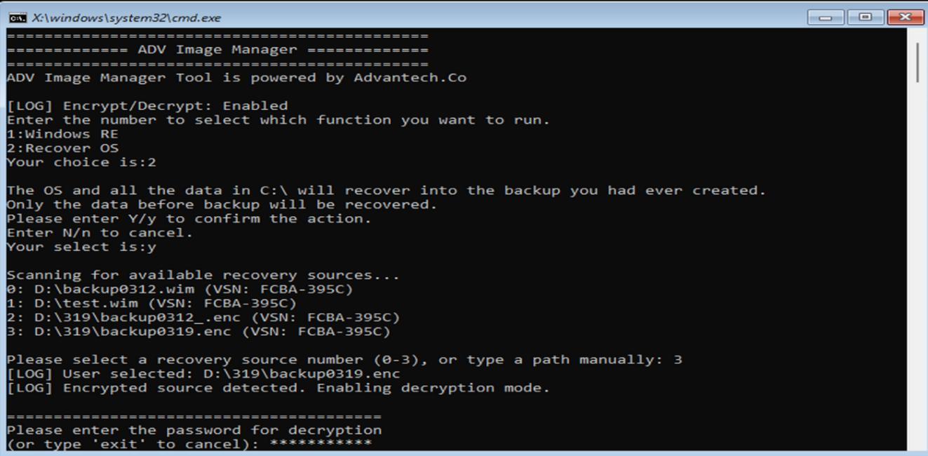 Windows ADV Image Manager - EFI Shell image selection
