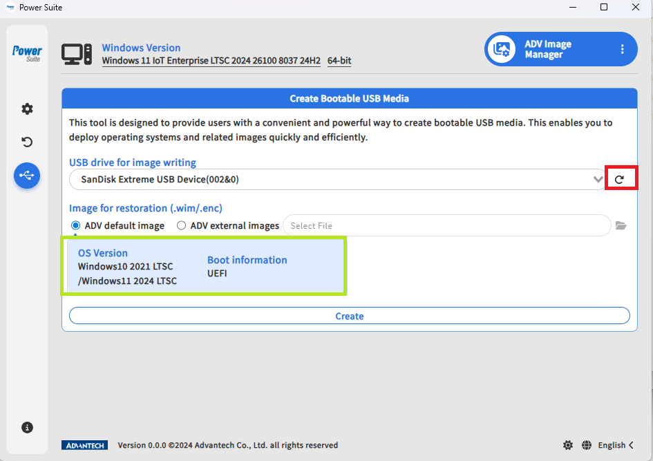 Windows ADV Image Manager - internal and external image selection