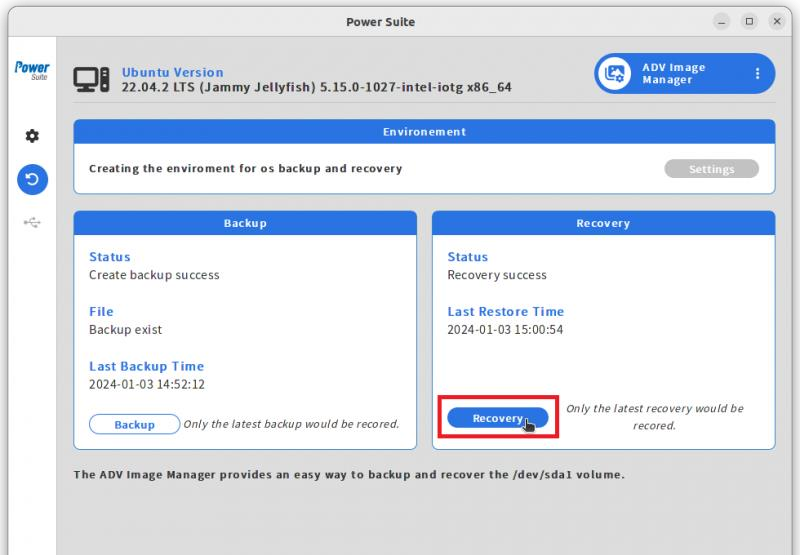 Ubuntu ADV Image Manager - recovery