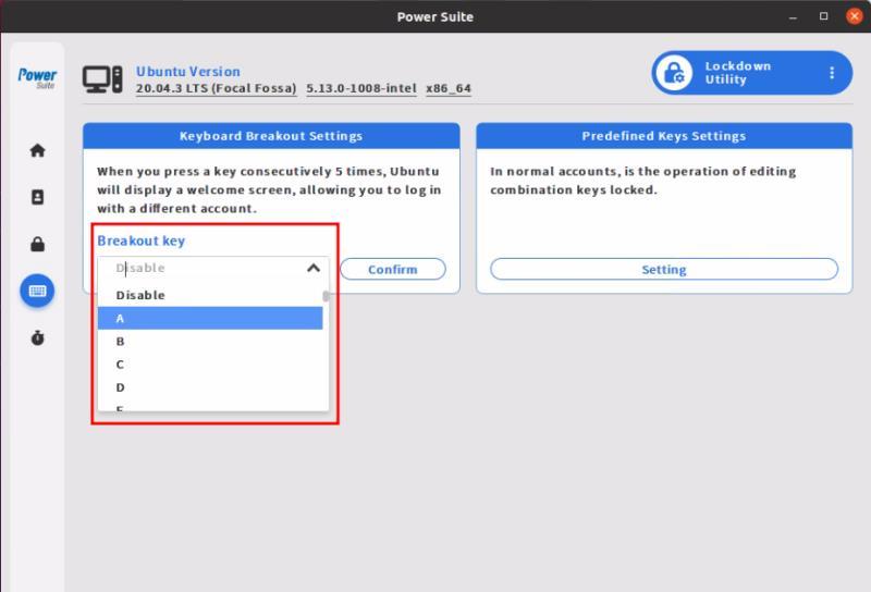 Ubuntu Lockdown Utility - Keyboard Breakout Settings